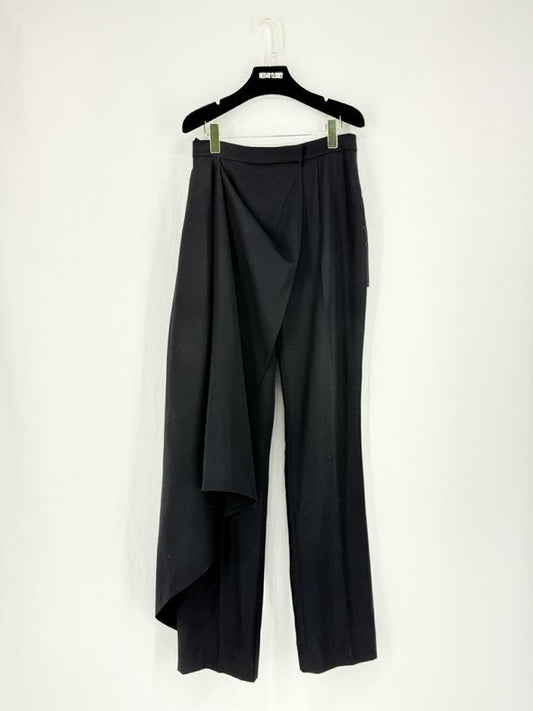 ALEXANDER McQUEEN Barathea Draped Black Wool Size US8 Pants