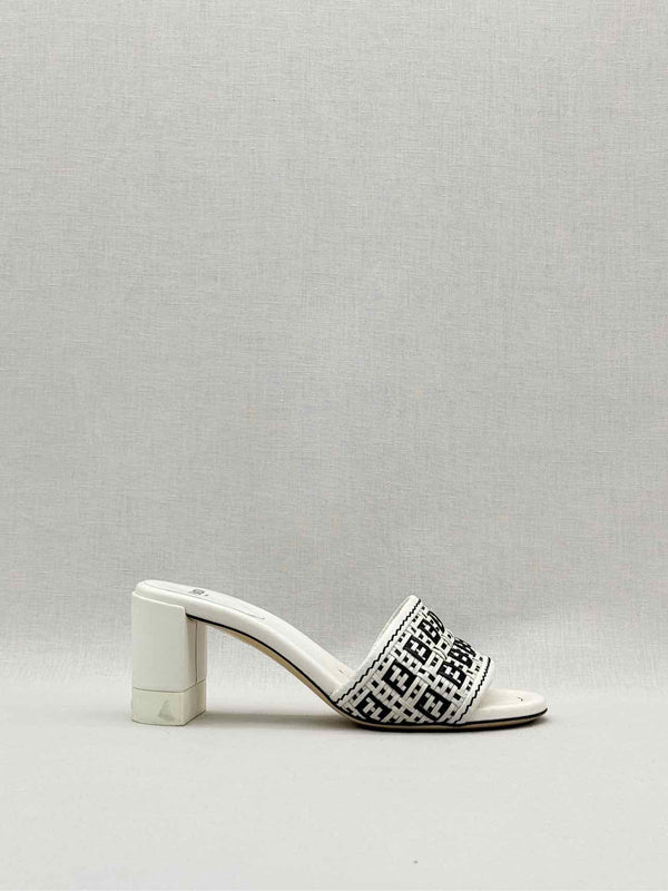 FENDI White FF Jacquard Size EU 36 Heeled Sandals