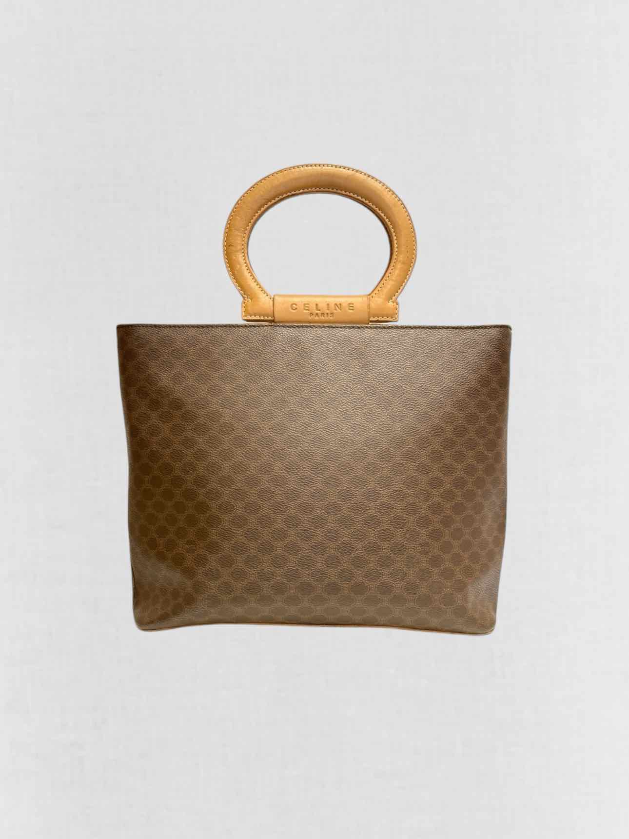 CELINE Macadam Brown Circle Logo Tote Bag
