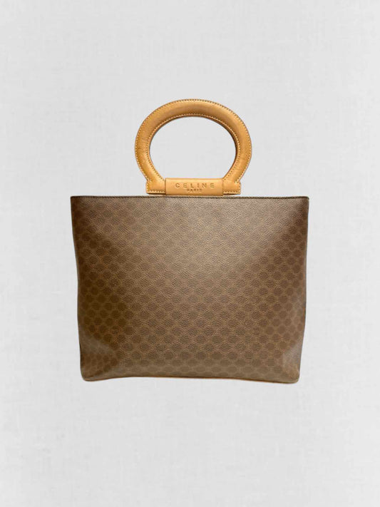CELINE Macadam Brown Circle Logo Tote Bag