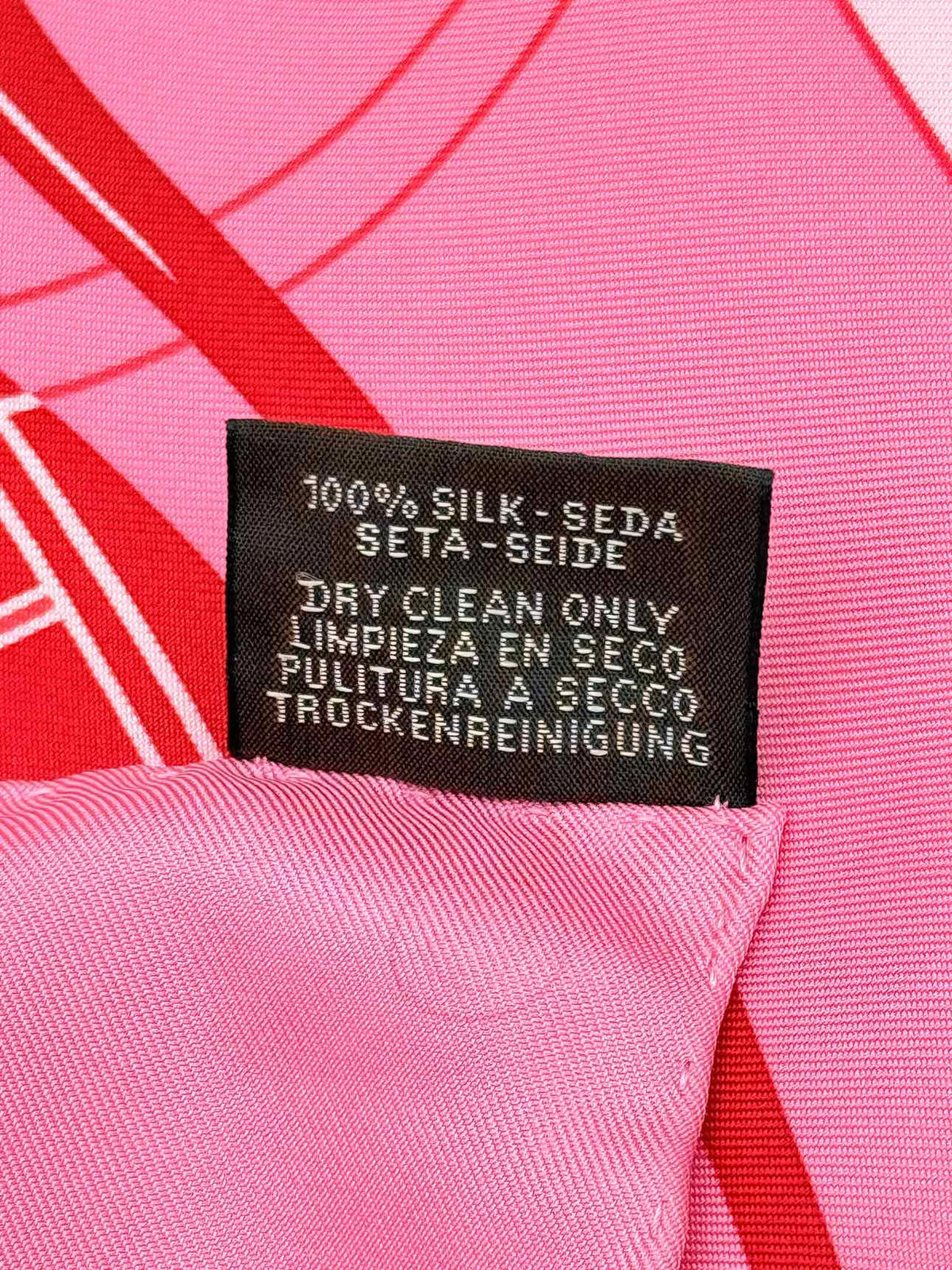 HERMES Pink Classic Carriage &amp; Crest Scarf