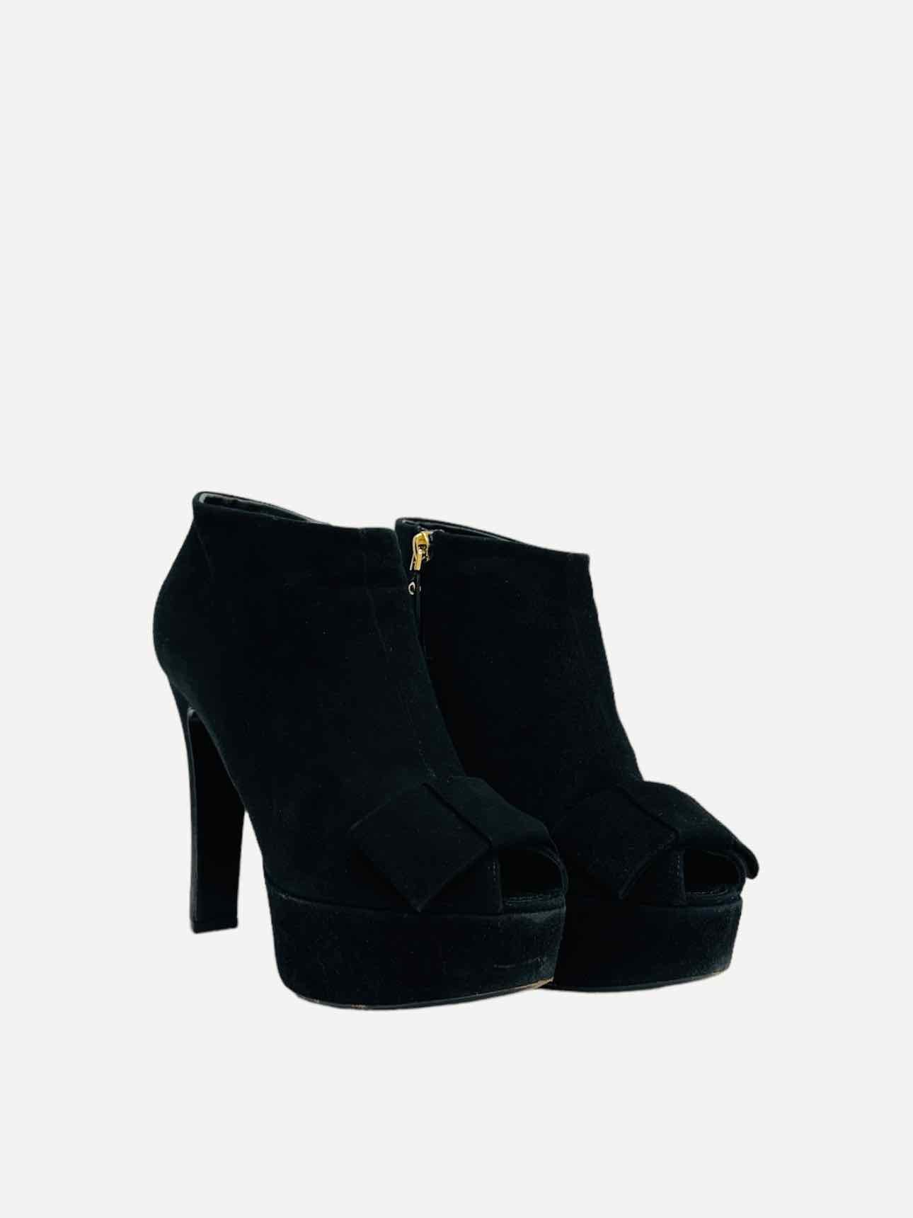 LOUIS VUITTON Peep Toe Black Booties 38