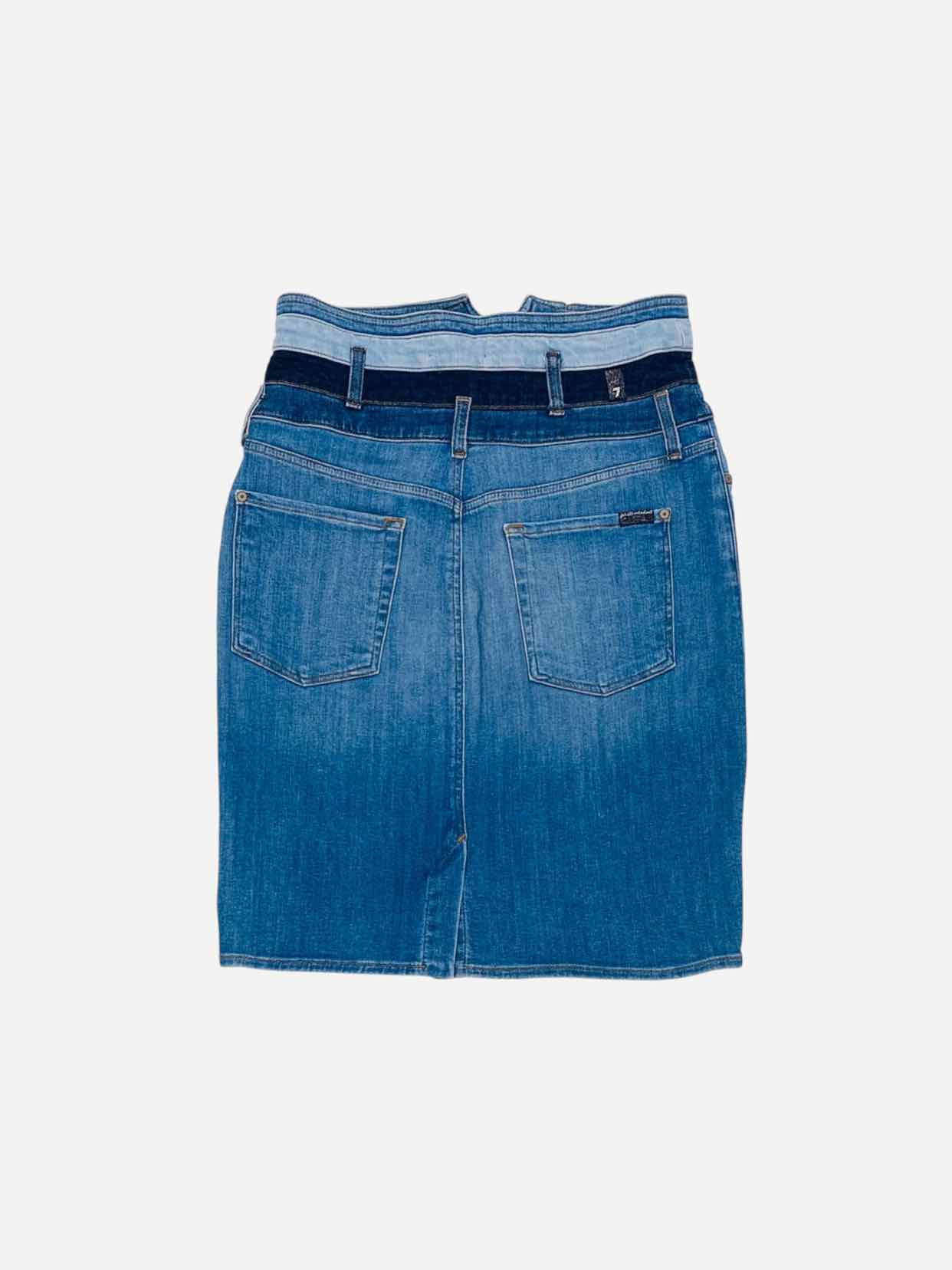 7 FOR ALL MANKIND Blue Size 31 Knee Length Skirt