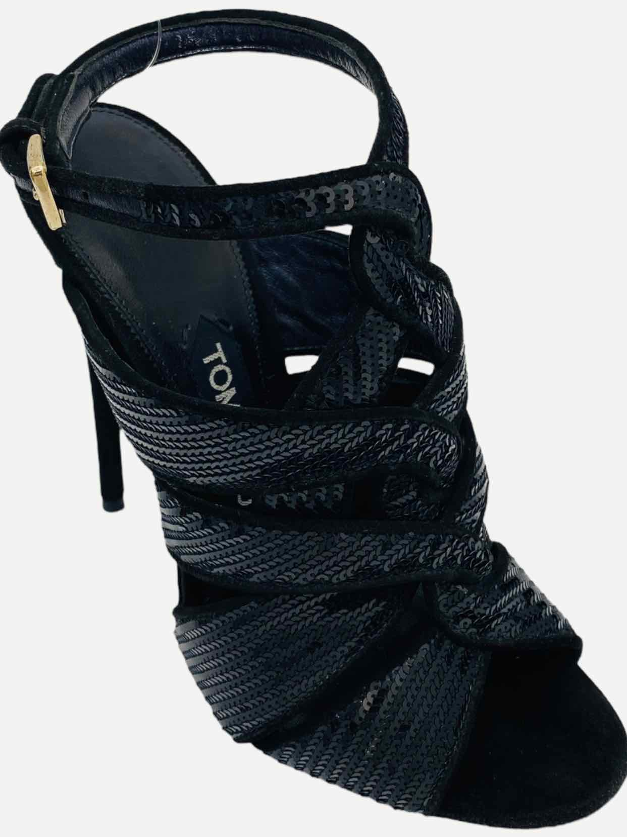 TOM FORD Ankle Strap Black Heeled Sandals 37