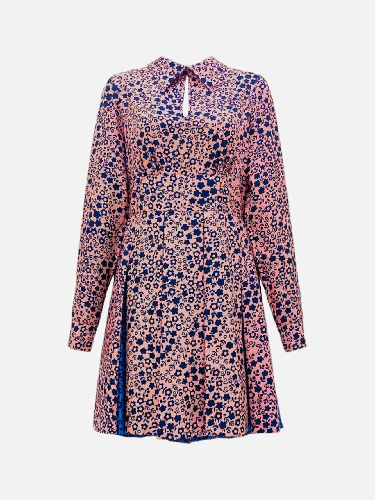 MANOUSH A-Line Pink & Blue Printed Mini Dress