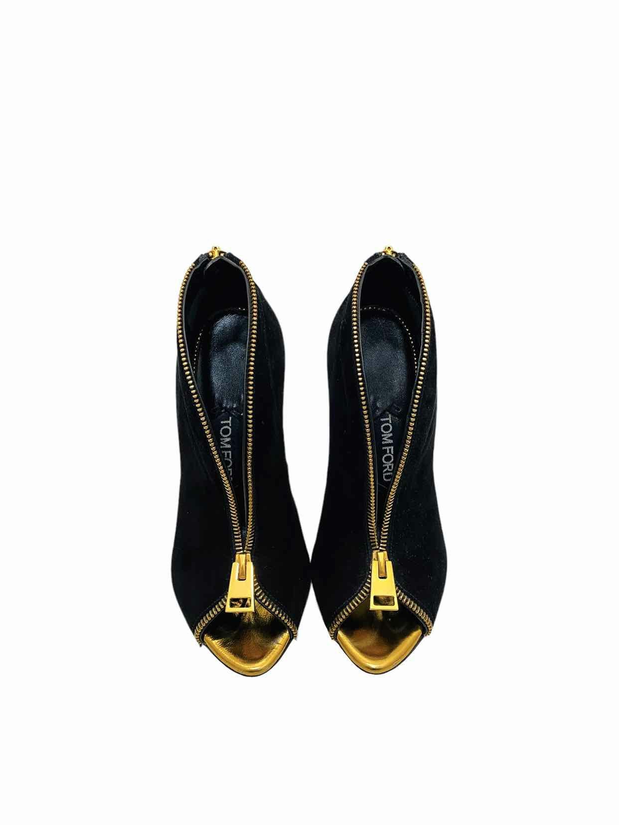 TOM FORD Open Toe Black w/ Gold Size EU 35 Booties