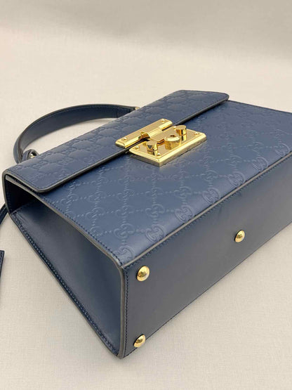 GUCCI Padlock Blue Guccissima Top Handle