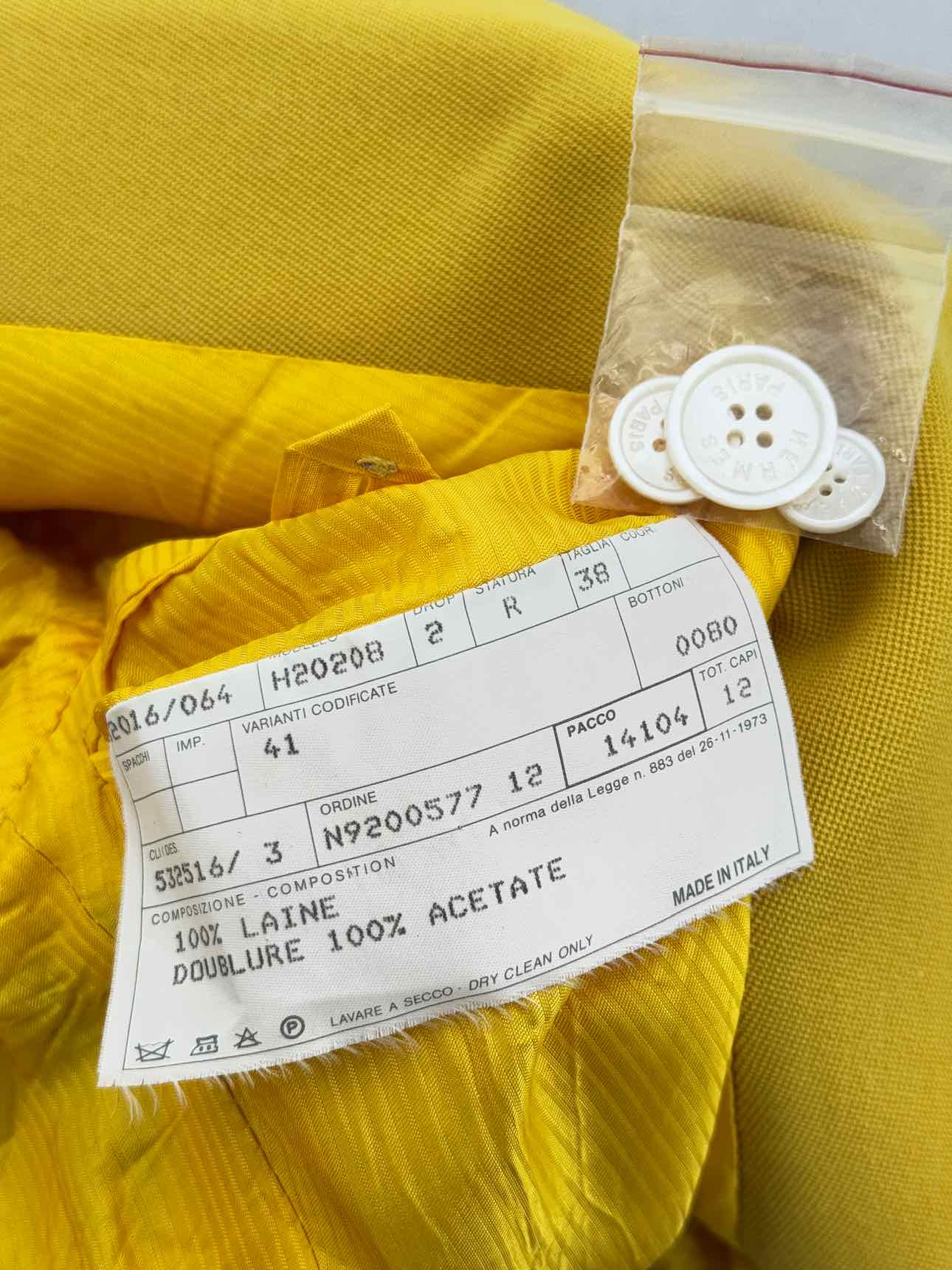 HERMES Mustard Size US 6 Jacket