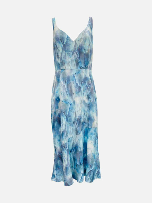 ELIE TAHARI Sleeveless Blue Printed Knee Length Dress