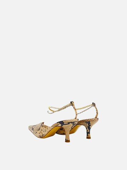 KALDA Ankle Chain Beige & Black Snakeskin Heeled Shoes