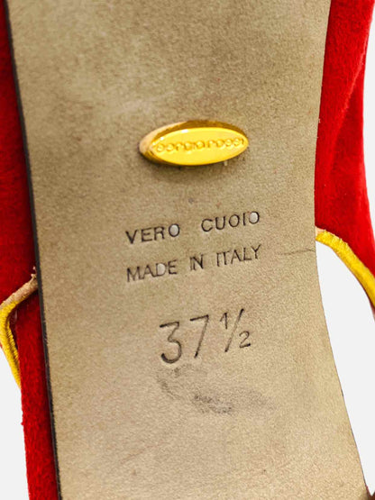 SERGIO ROSSI Red w/ Gold Size EU 37.5 Slingbacks