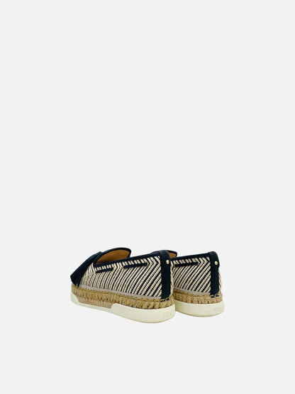 TOD'S Espadrille Black & Cream Flats 36.5