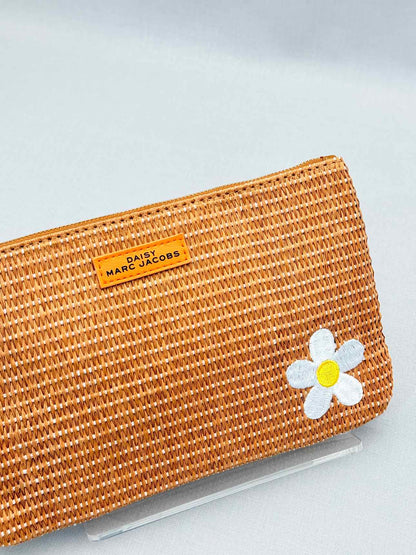 MARC JACOBS Brown Floral Embroidered Pouch