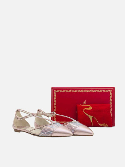 RENE CAOVILLA T-bar Metallic Pink Flats 36