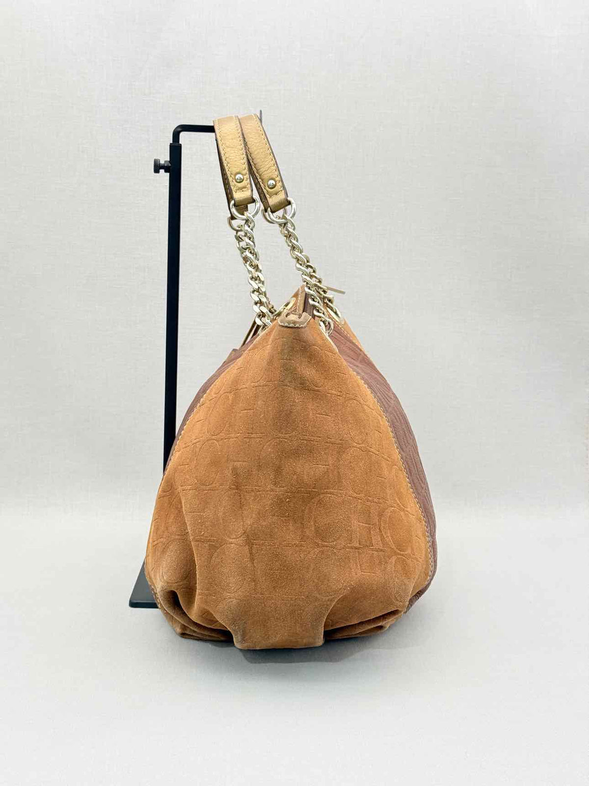 CAROLINA HERRERA Signature Brown Monogram Shoulder Bag