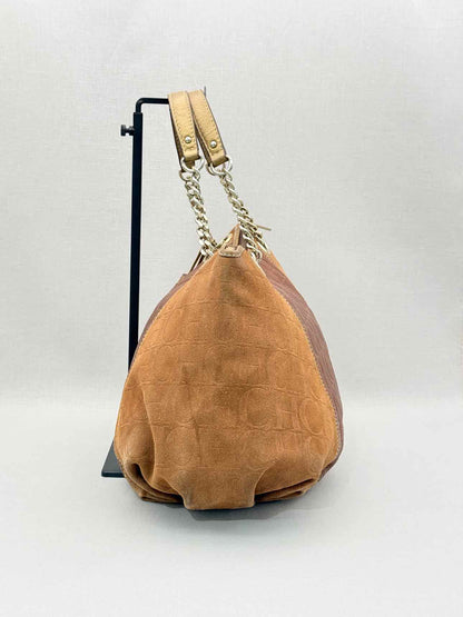 CAROLINA HERRERA Signature Brown Monogram Shoulder Bag