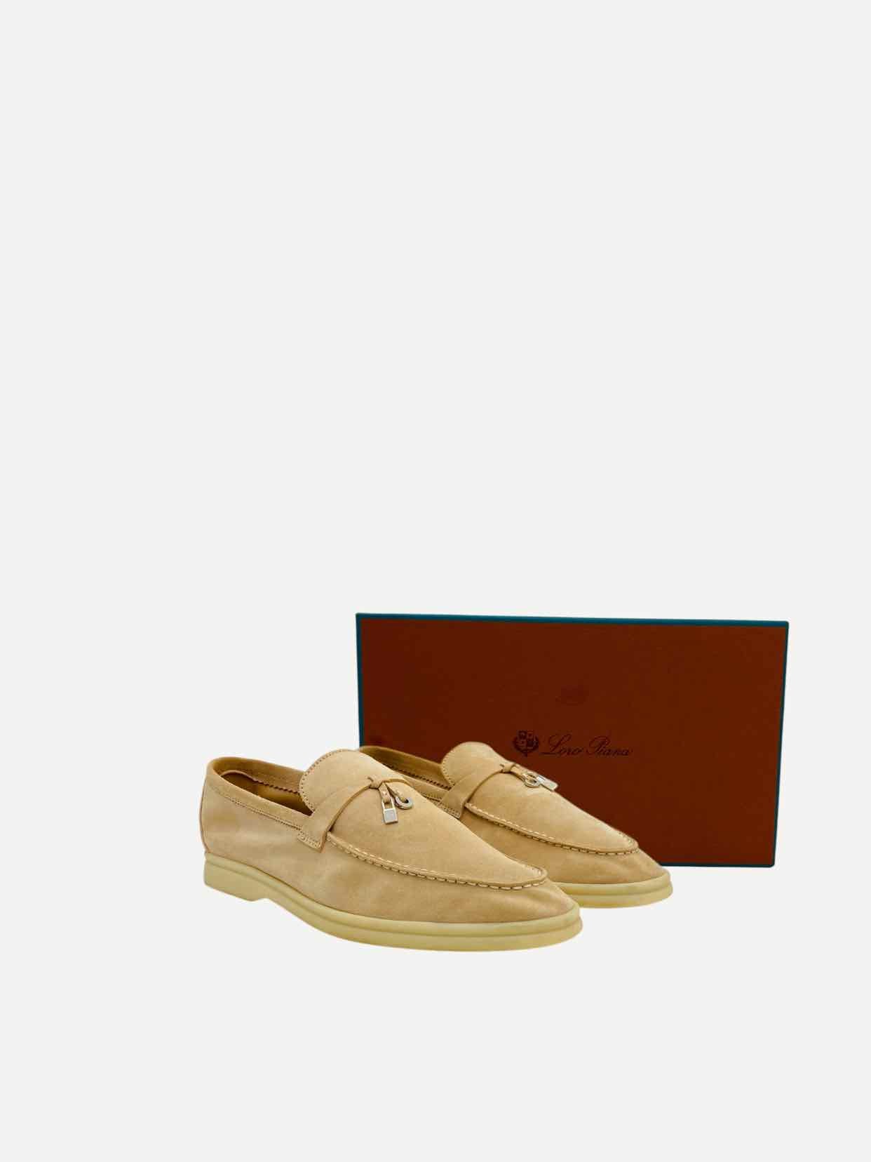 LORO PIANA Summer Charms Walk Beige Loafers 41