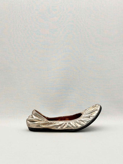 LANVIN Scrunch Metallic Gold Size EU 38 Ballet Flats
