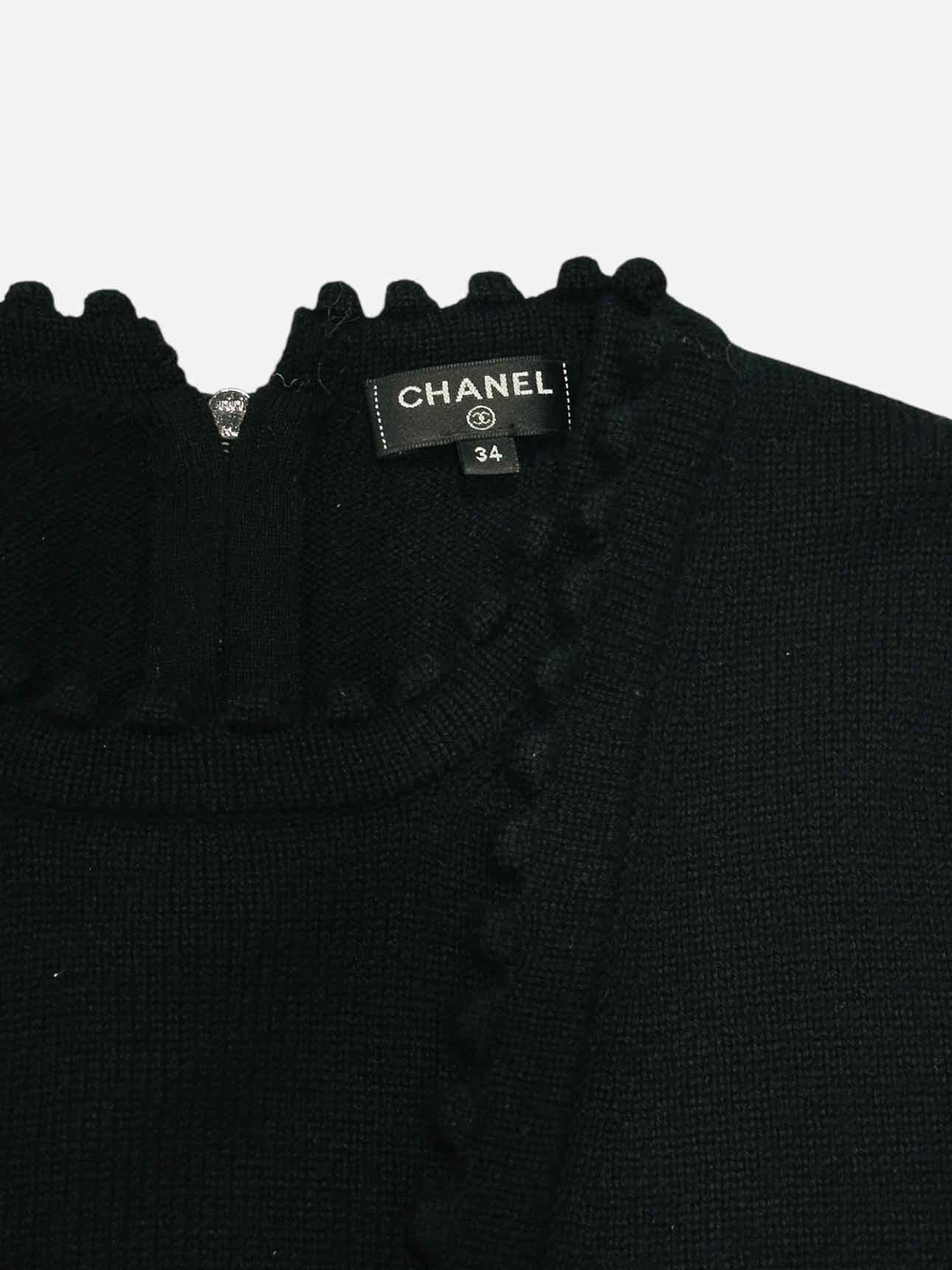 CHANEL Scalloped Black Size US 2 Jumper