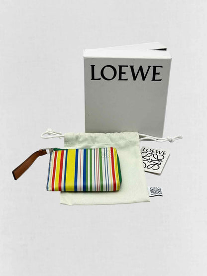 LOEWE White Multicolor Striped Compact Wallet