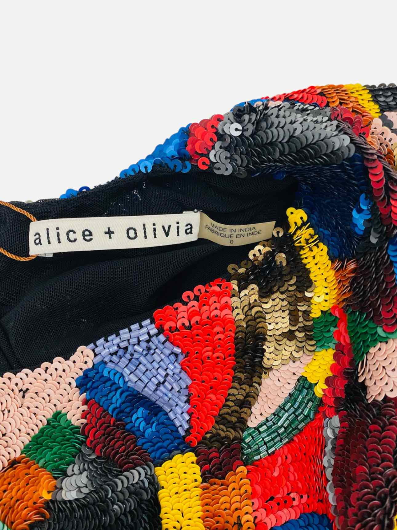 ALICE + OLIVIA Cropped Black Multicolor Top