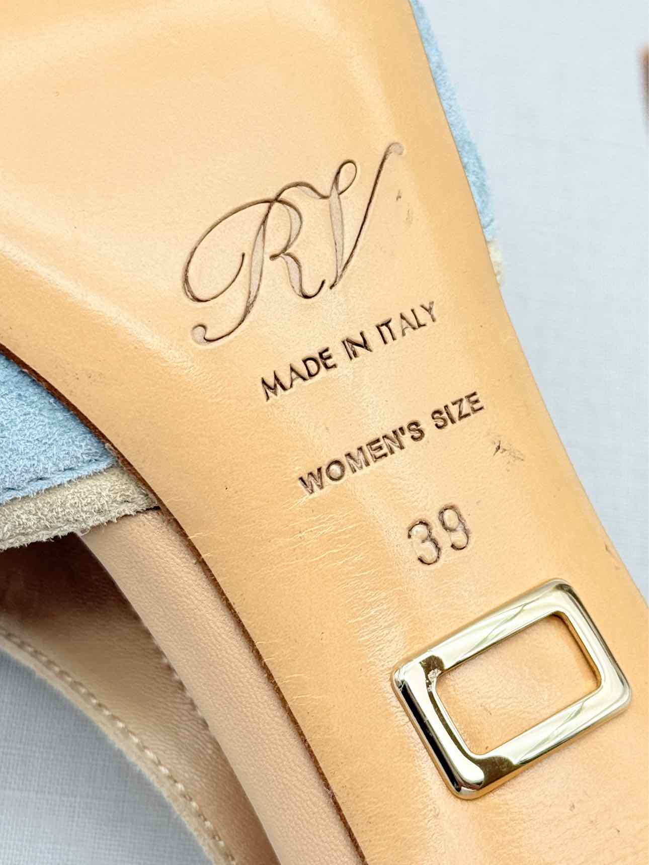 ROGER VIVIER Blue & Beige Size EU 39 Platform Sandals