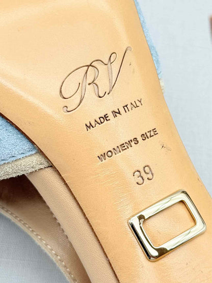 ROGER VIVIER Blue & Beige Size EU 39 Platform Sandals