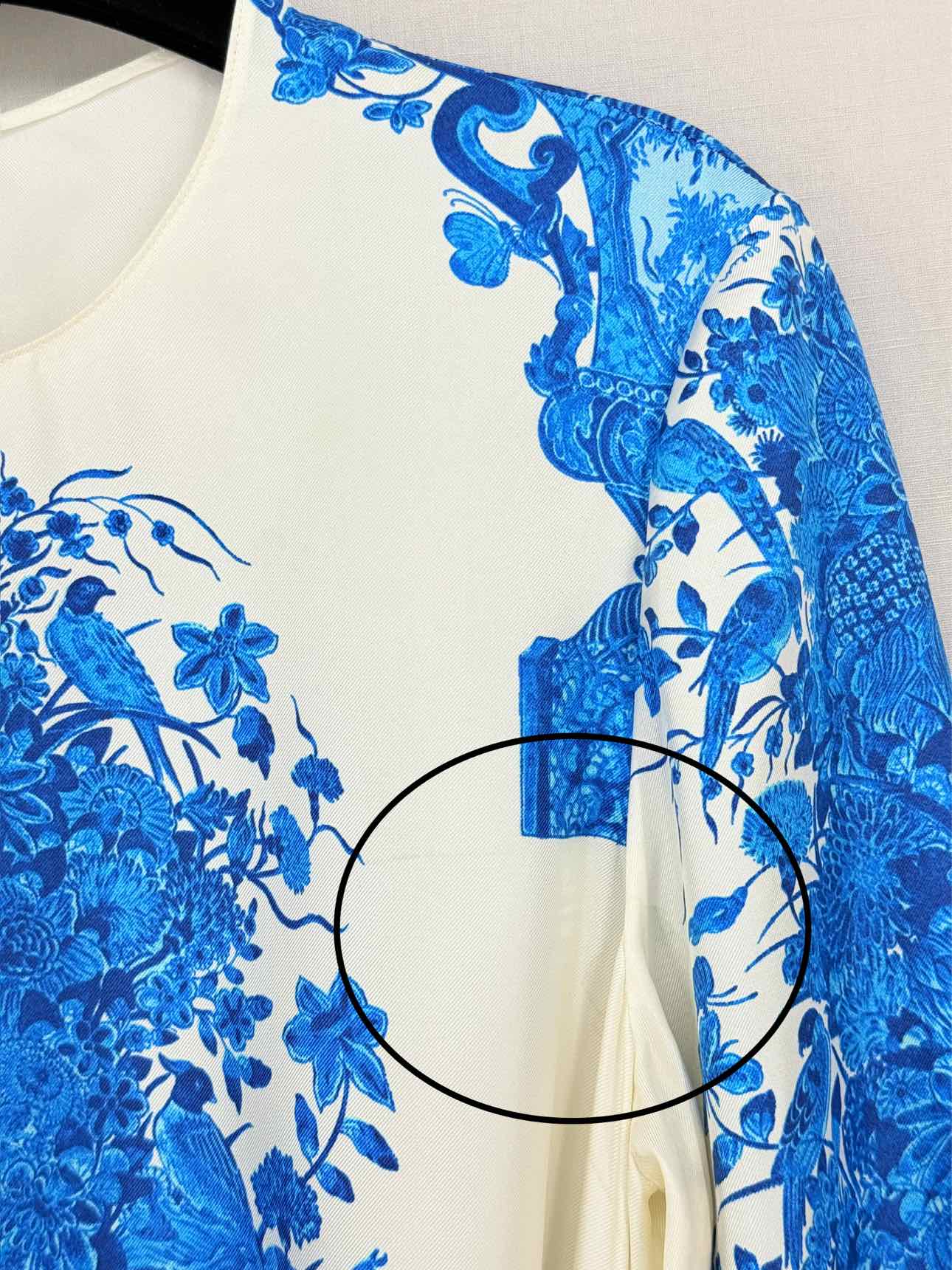 VALENTINO White & Blue Size US 4 Midi Dress