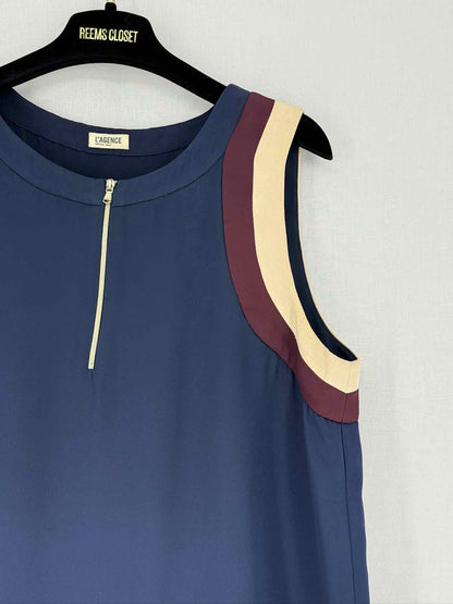 L'AGENCE Navy Blue & Beige Size US 10 Top