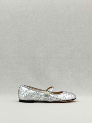 CHRISTIAN DIOR Silver Cannage Size EU 35 Ballet Flats