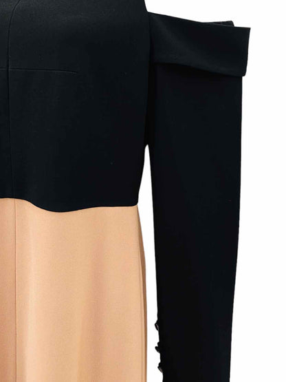 TIBI A-Line Black & Beige Midi Dress