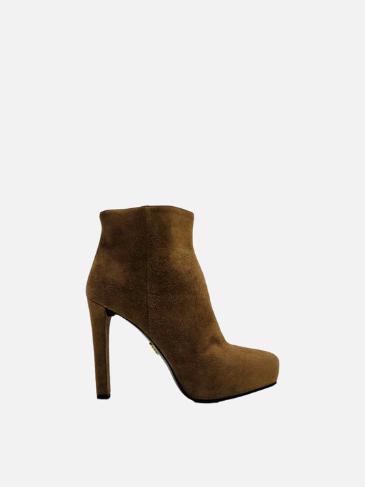 PRADA Platform Brown Ankle Boots 35.5