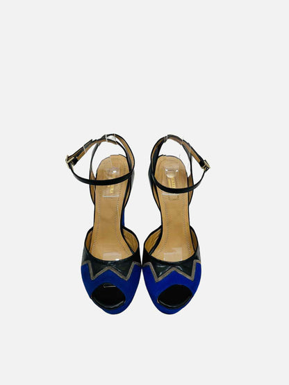 AQUAZZURA Blue w/ Black Wedges 37.5