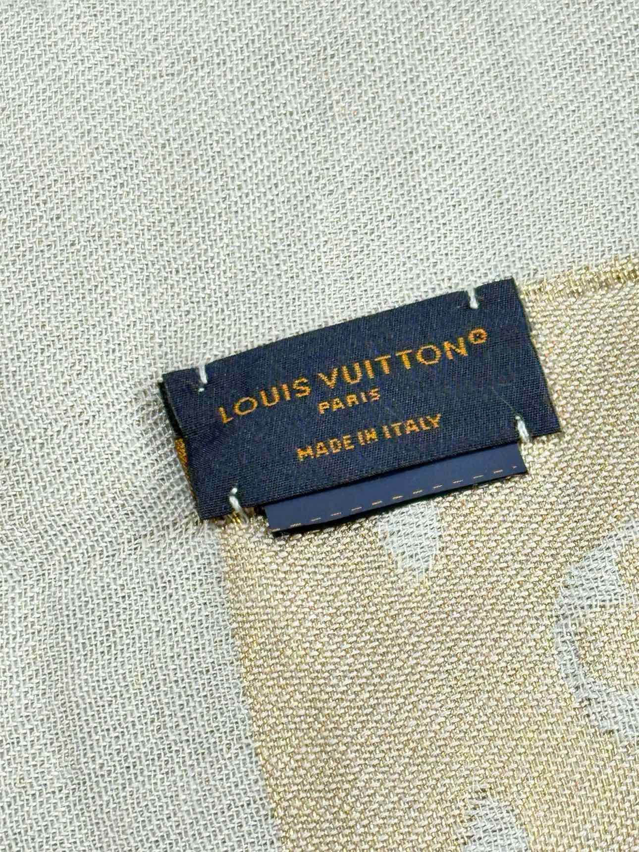 LOUIS VUITTON Grey & Gold Shawl