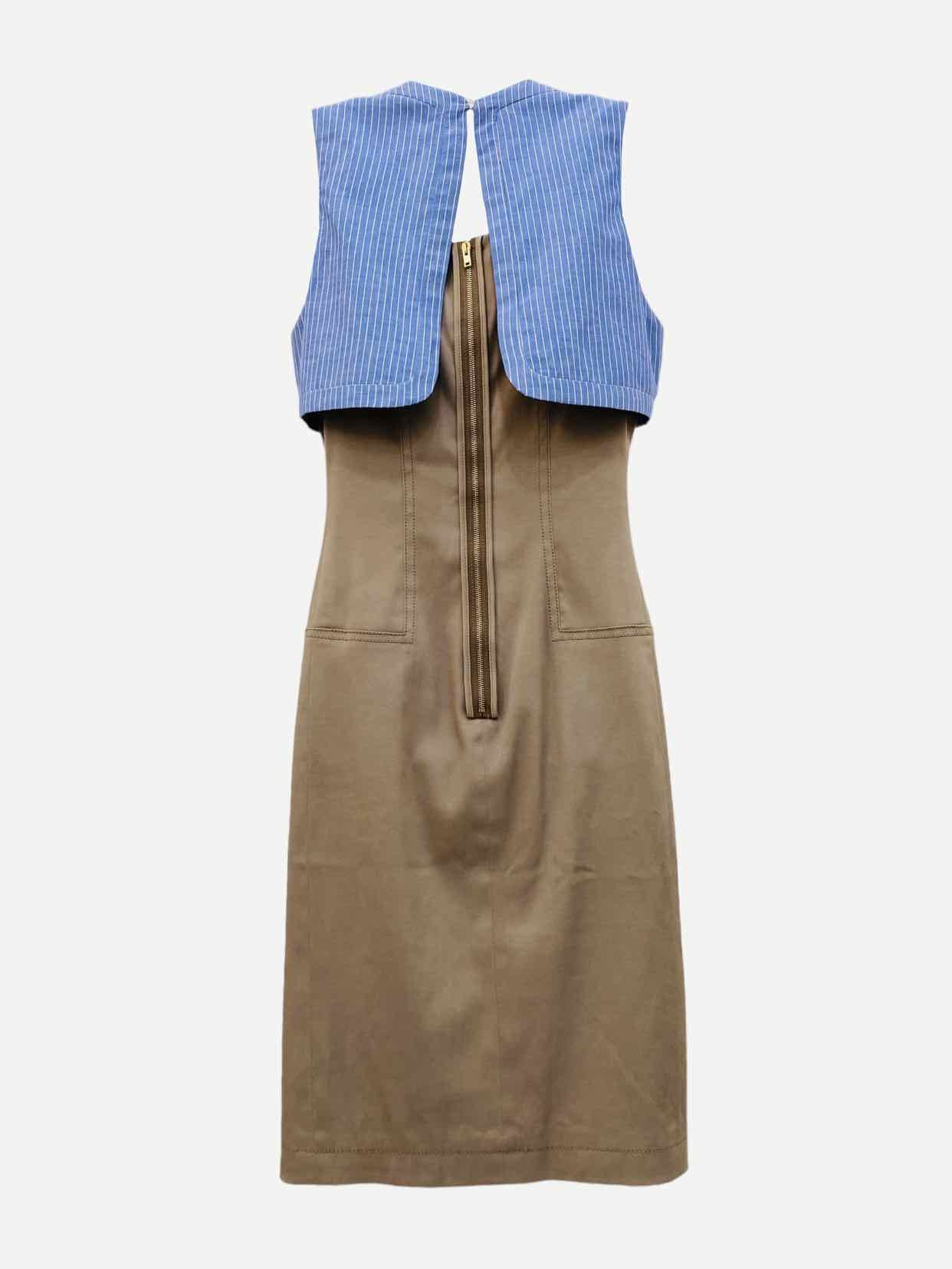 ALTUZARRA Sheath Mocha w/ Blue Knee Length Dress