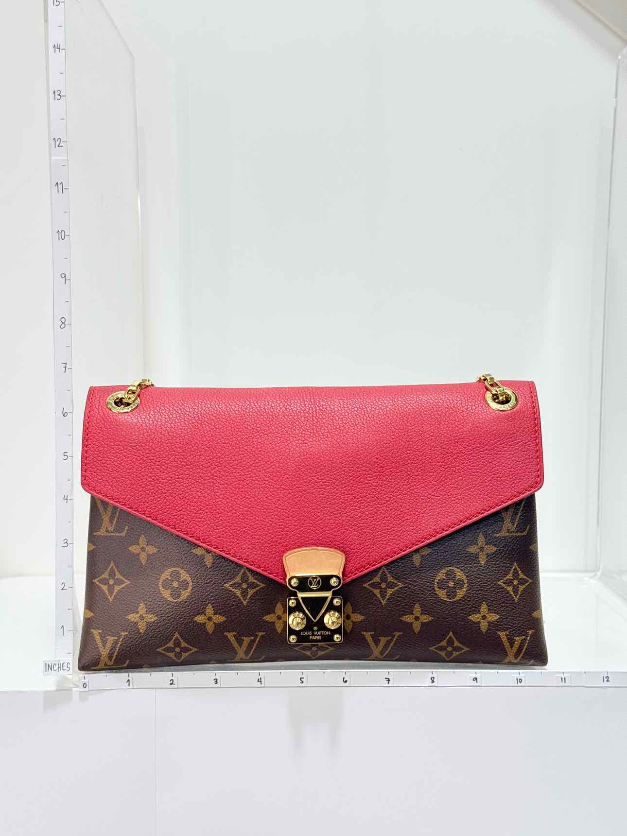 LOUIS VUITTON Pallas Chain Red Monogram Shoulder Bag