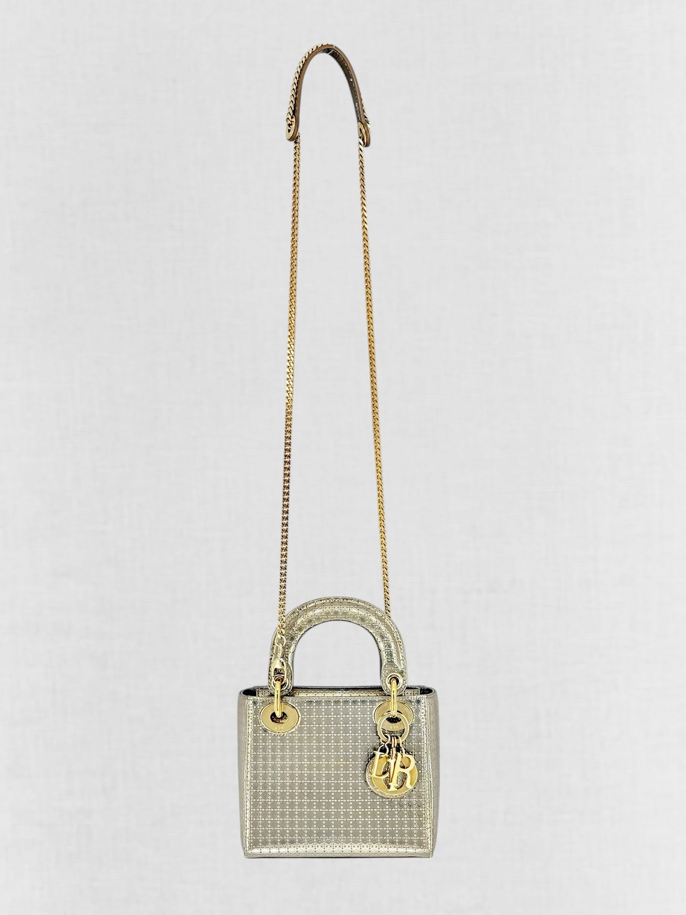 DIOR Lady Dior Bronze Micro Cannage Top Handle