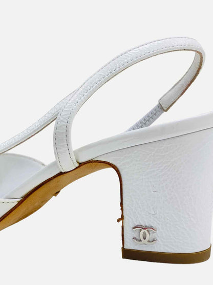 CHANEL White Slingbacks