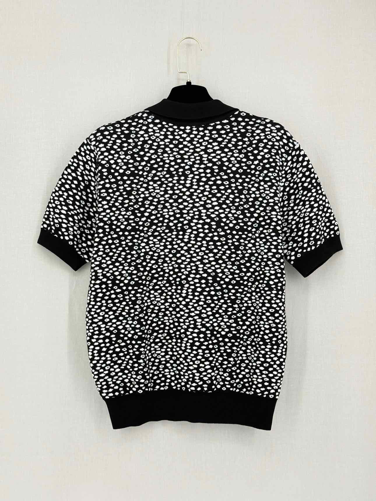 ADL Knitted Black & White Print Size XLarge Polo Shirt