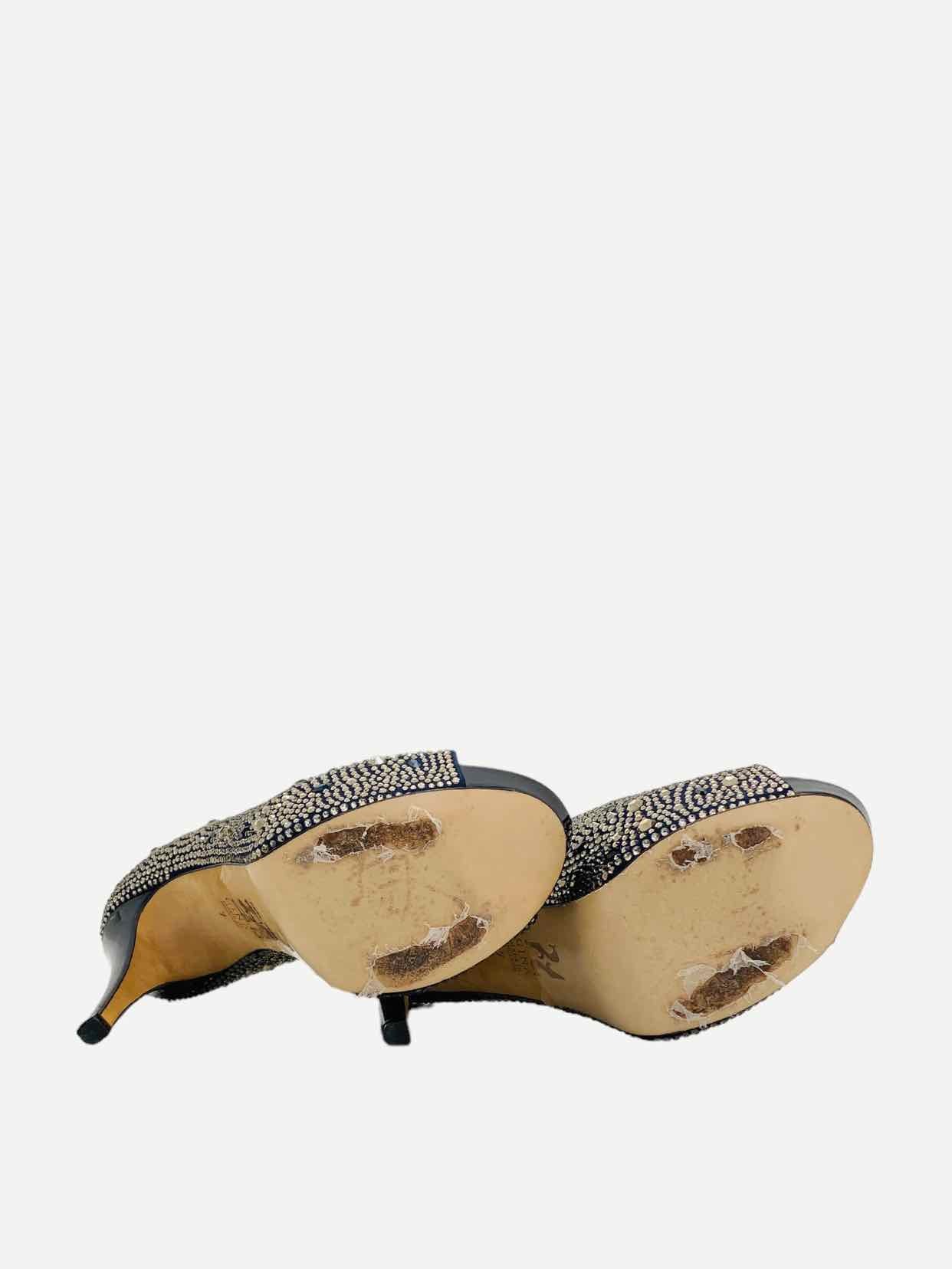 GINA Open Toe Navy Blue & Bronze Size EU 40 Pumps