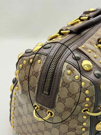 GUCCI Babouska Brown & Beige GG Top Handle