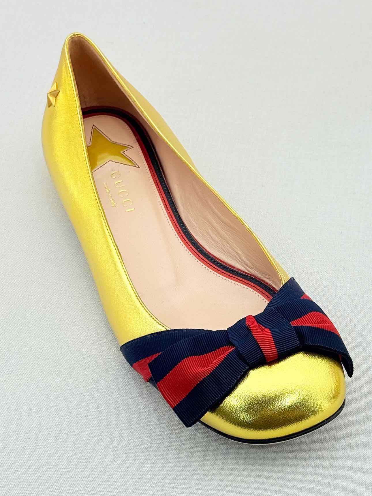 GUCCI Gold Size EU 38 Ballet Flats