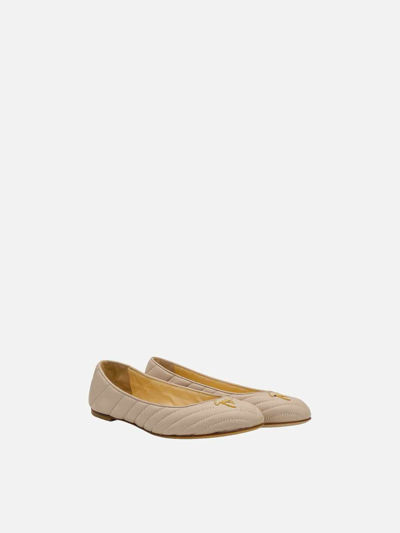 GIUSEPPE ZANOTTI Beige Quilted Ballet Flats