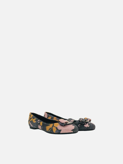 SALVATORE FERRAGAMO Grey w/ Multicolor Ballet Flats