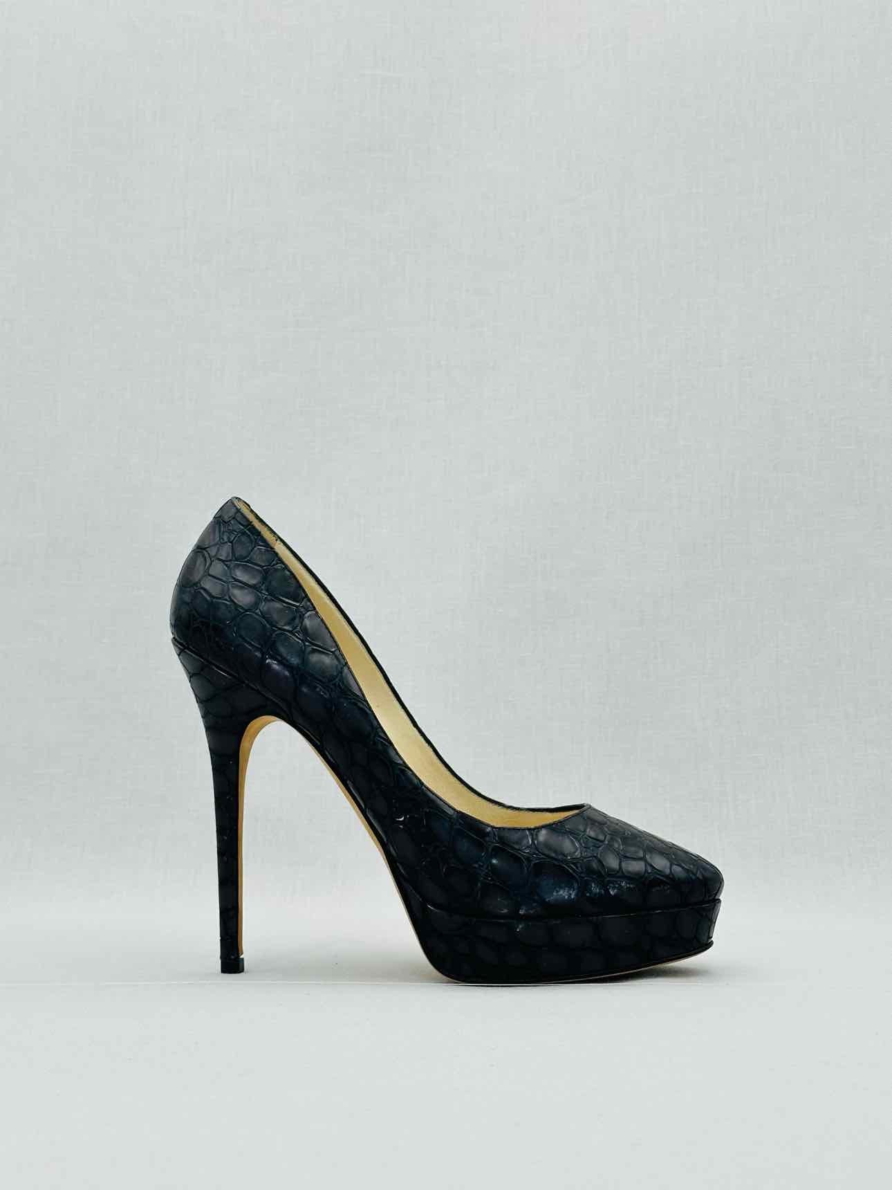 JIMMY CHOO Black Croco Embossed Size EU 40 Pumps