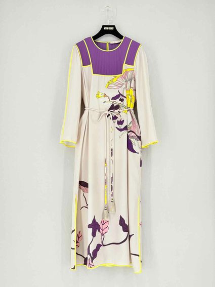 TORY BURCH Beige Multicolor Size US 8 Midi Dress