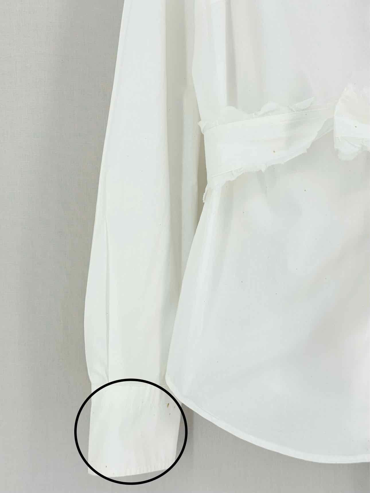 TORY BURCH White Ruffled Trim Size US 10 Shirt