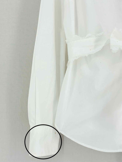 TORY BURCH White Ruffled Trim Size US 10 Shirt