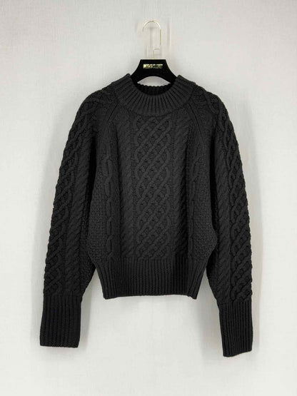 EMILIA WICKSTEAD Black Cable Knit Size Medium Sweater