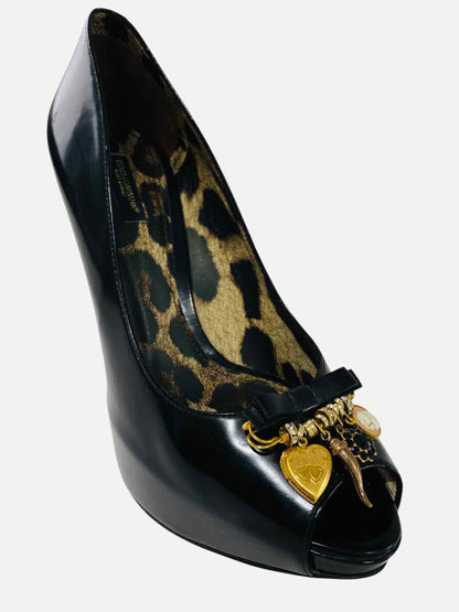 DOLCE & GABBANA Peep Toe Black Size EU 39.5 Pumps